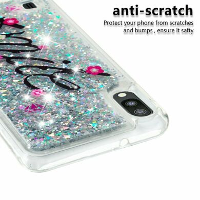 Силиконовый (TPU) чехол Deexe Liquid Glitter для Samsung Galaxy A10 (A105) - SMILE Pattern