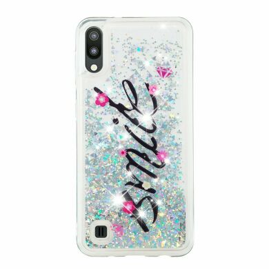 Силиконовый (TPU) чехол Deexe Liquid Glitter для Samsung Galaxy A10 (A105) - SMILE Pattern