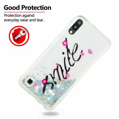 Силиконовый (TPU) чехол Deexe Liquid Glitter для Samsung Galaxy A10 (A105) - SMILE Pattern