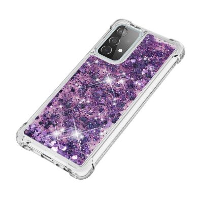 Силіконовий (TPU) чохол Deexe Liquid Glitter для Samsung Galaxy A52 (A525) / A52s (A528) - Purple