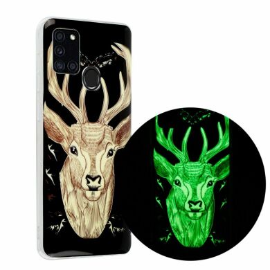 Силиконовый (TPU) чехол Deexe LumiCase для Samsung Galaxy A21s (A217) - Elk Pattern