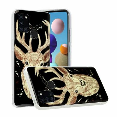 Силиконовый (TPU) чехол Deexe LumiCase для Samsung Galaxy A21s (A217) - Elk Pattern