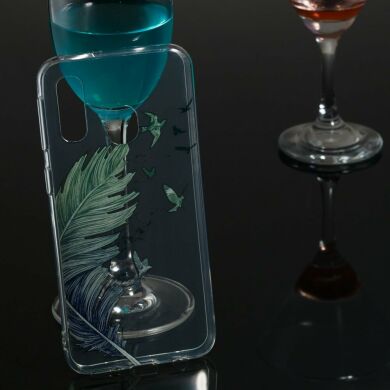 Силиконовый (TPU) чехол Deexe Pretty Glossy для Samsung Galaxy A40 (А405) - Feather and Bird