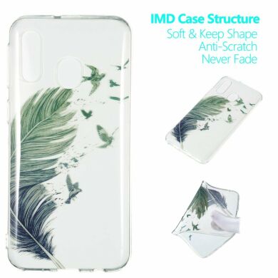 Силиконовый (TPU) чехол Deexe Pretty Glossy для Samsung Galaxy A40 (А405) - Feather and Bird