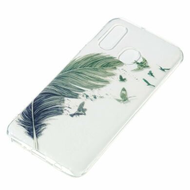 Силиконовый (TPU) чехол Deexe Pretty Glossy для Samsung Galaxy A40 (А405) - Feather and Bird
