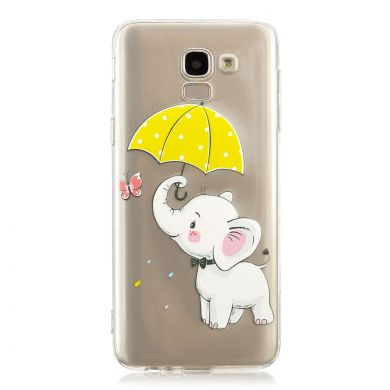 Силиконовый (TPU) чехол Deexe Pretty Glossy для Samsung Galaxy J6 2018 (J600) - Elephant Holding an Umbrella