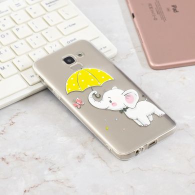 Силиконовый (TPU) чехол Deexe Pretty Glossy для Samsung Galaxy J6 2018 (J600) - Elephant Holding an Umbrella