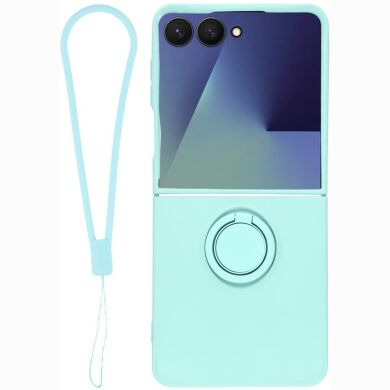 Силиконовый (TPU) чехол с кольцом Deexe Color Shell (FF) для Samsung Galaxy Flip 8 - Sky Blue