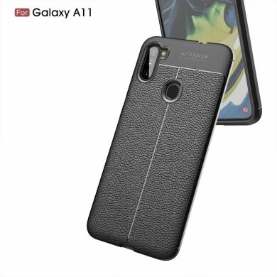 Защитный чехол Deexe Leather Cover для Samsung Galaxy A11 (A115) - Black