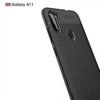 Защитный чехол Deexe Leather Cover для Samsung Galaxy A11 (A115) - Black