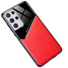 Захисний чохол Deexe Magnetic Leather Cover для Samsung Galaxy S21 Ultra (G998) - Red