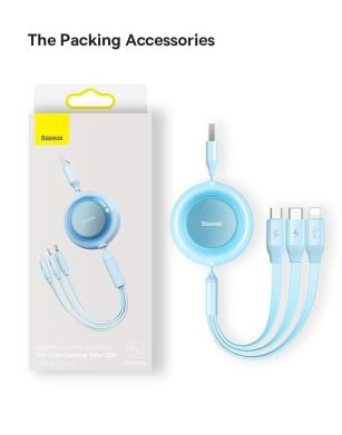 Кабель Baseus Bright Mirror 2 Series 3-in-1 USB to MicroUSB+Lightning+Type-C (3.5A, 1.1m) CAMJ010001 - Black