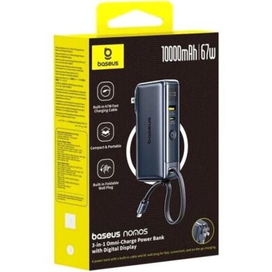 Зовнішній акумулятор Baseus Nomos NT11 67W (10000mAh) + кабель Type-C (P10078807123-00) - Black