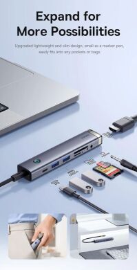USB HUB Baseus UltraJoy Series 7 in 1 (B00052803811-02) - Metal Gray