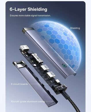 USB HUB Baseus UltraJoy Series 7 in 1 (B00052803811-02) - Metal Gray