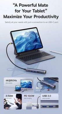 USB HUB Baseus UltraJoy Series 7 in 1 (B00052803811-02) - Metal Gray