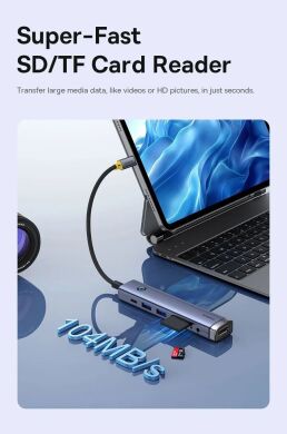 USB HUB Baseus UltraJoy Series 7 in 1 (B00052803811-02) - Metal Gray