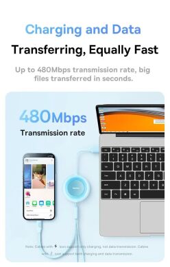 Кабель Baseus Bright Mirror 2 Series 3-in-1 USB to MicroUSB+Lightning+Type-C (3.5A, 1.1m) CAMJ010001 - Black