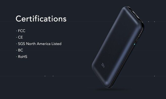 Внешний аккумулятор Xiaomi ZMI 10 QC3.0 20000mAh (QB820) - Black