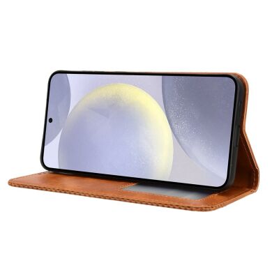 Чехол-книжка Deexe Retro Style для Samsung Galaxy S26 FE - Brown