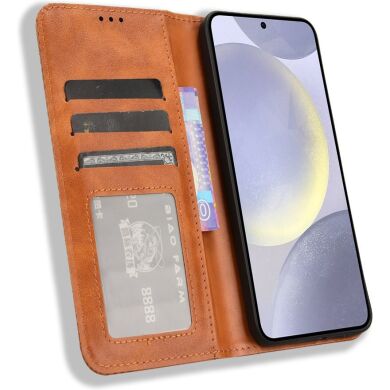 Чехол-книжка Deexe Retro Style для Samsung Galaxy S26 FE - Brown
