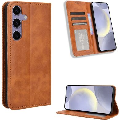 Чехол-книжка Deexe Retro Style для Samsung Galaxy S26 FE - Brown