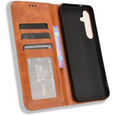 Чехол-книжка Deexe Retro Style для Samsung Galaxy S26 FE - Brown