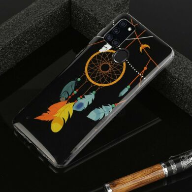 Силиконовый (TPU) чехол Deexe LumiCase для Samsung Galaxy A21s (A217) - Feather Dream Catcher