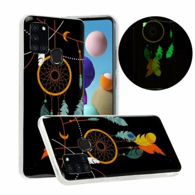 Силиконовый (TPU) чехол Deexe LumiCase для Samsung Galaxy A21s (A217) - Feather Dream Catcher