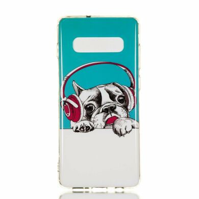 Силиконовый (TPU) чехол Deexe LumiCase для Samsung Galaxy S10 Plus (G975) - Dog Listening to Music