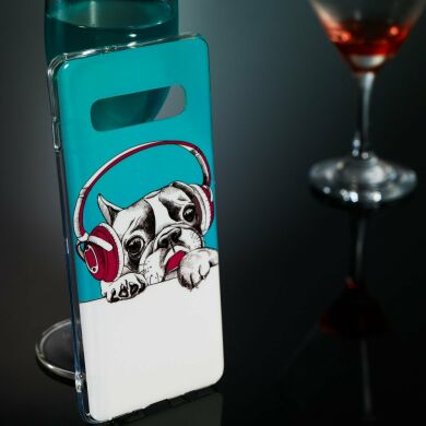 Силиконовый (TPU) чехол Deexe LumiCase для Samsung Galaxy S10 Plus (G975) - Dog Listening to Music
