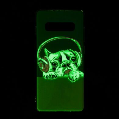 Силиконовый (TPU) чехол Deexe LumiCase для Samsung Galaxy S10 Plus (G975) - Dog Listening to Music