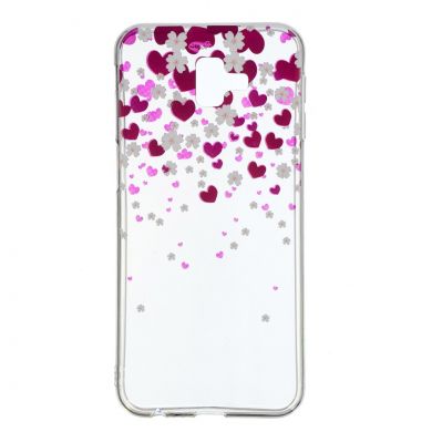 Силіконовий (TPU) чохол Deexe Pretty Glossy для Samsung Galaxy J6+ (J610), Hearts Printing TPU