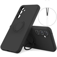 Силіконовий (TPU) чохол з кільцем Deexe Color Shell для Samsung Galaxy S26 FE - Black