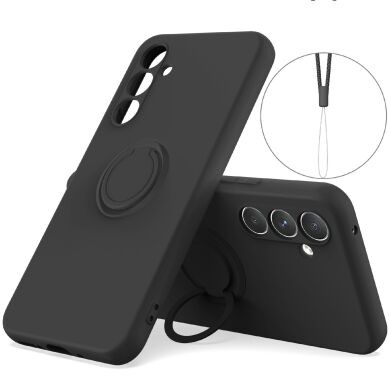 Силіконовий (TPU) чохол з кільцем Deexe Color Shell для Samsung Galaxy S26 FE - Black