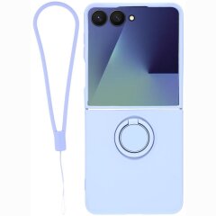Силиконовый (TPU) чехол с кольцом Deexe Color Shell (FF) для Samsung Galaxy Flip 8 - Light Purple