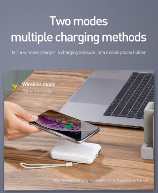 Внешний аккумулятор с беспроводной зарядкой BASEUS Mini S Wireless Charger 10000mAh (PPXFF10W-01) - Black
