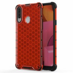 Защитный чехол Deexe Honeycomb Series для Samsung Galaxy A20s (A207) - Red