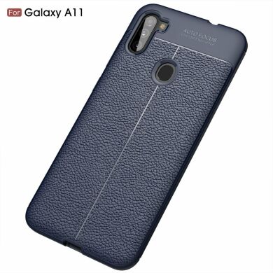 Защитный чехол Deexe Leather Cover для Samsung Galaxy A11 (A115) - Dark Blue