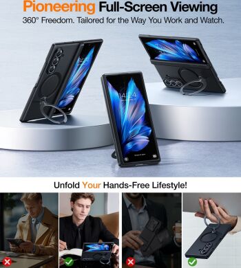 Защитный комплект TORRAS Ostand Q3 Spin MagSafe для Samsung Galaxy Fold 7 - Black