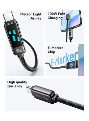 Кабель USAMS US-SJ744 Type-C to Type-C (100W, 1.2m) - Titanium