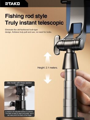 Трипод RTAKO Q05 Ultra-Wide Angle Selfie Stick - Black