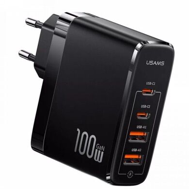 Сетевое зарядное устройство USAMS CC145 T44 100W 4 Ports GaN Fast 2A+2C - Black