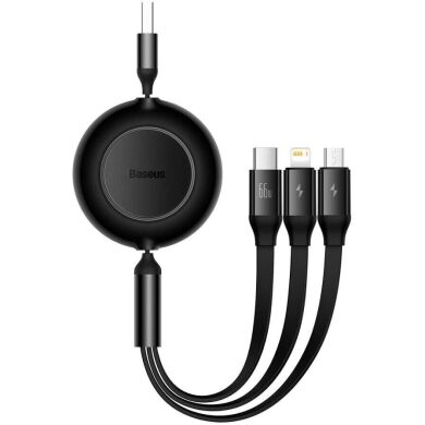 Кабель Baseus Bright Mirror 2 Series 3-in-1 USB to MicroUSB+Lightning+Type-C (66W, 1.1m) CAMJ010101 - Black