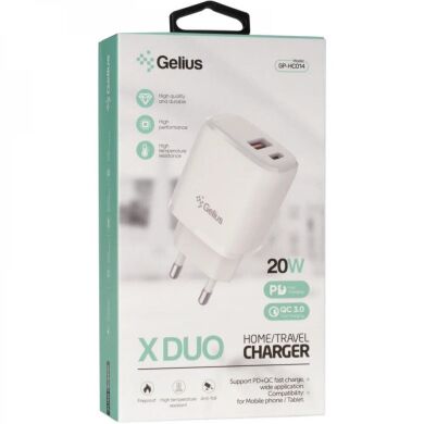 Сетевое зарядное устройство Gelius Pro X-Duo QC3.0 + PD 20W (GP-HC014) - White