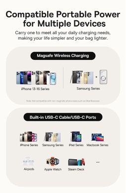 Зовнішній акумулятор Baseus Nomos Qi2 45W (10000mAh) + кабель Type-C (P10078800123-00) - Black