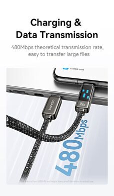 Кабель USAMS US-SJ744 Type-C to Type-C (100W, 1.2m) - Titanium