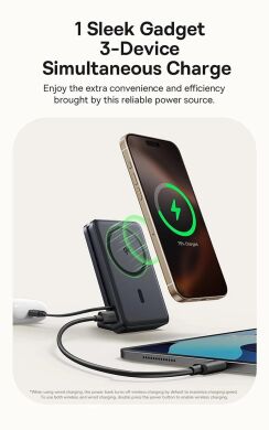 Зовнішній акумулятор Baseus Nomos Qi2 45W (10000mAh) + кабель Type-C (P10078800123-00) - Black