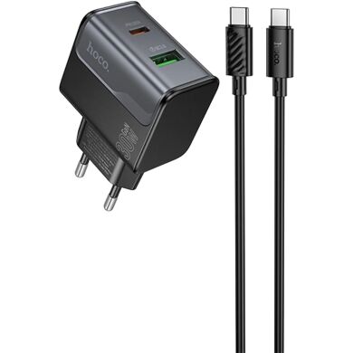 Сетевое зарядное устройство Hoco CS73A PD30W + QC3.0 (USB + Type-C) + кабель Type-C to Type-C - Midnight Black