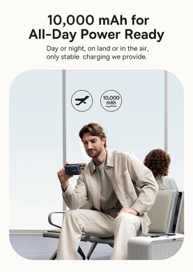 Зовнішній акумулятор Baseus Nomos Qi2 45W (10000mAh) + кабель Type-C (P10078800123-00) - Black